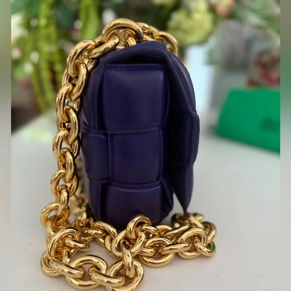 Bottega Veneta Lambskin Maxi Intrecciato Padded Chain Cassette Crossbody ~ NWOT - Picture 8 of 12